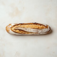 Aufkleber - Fresh baguette with a golden crust resting on a light surface ready for a meal or snack
