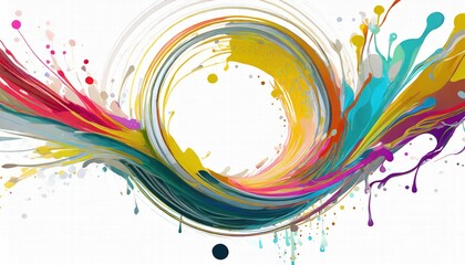 Poster - abstract circle liquid motion flow explosion a colorful display of curved waves and paint drops capt