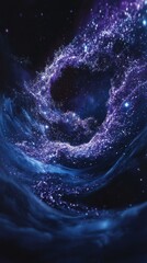 Poster - Deep purple cosmic swirl with sparkling stars and swirling galaxies creating an enchanting celestial atmosphere