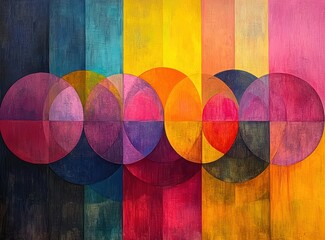 Poster - Colorful Circular Digital Pop Background with Geometric Shapes and Dynamic Motion
