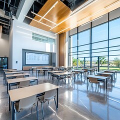 Poster - Innovative classroom design enhancing entrepreneurial spirit in a startup environment business development strategies modern educational space creative learning atmosphere