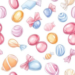 Poster - Colorful watercolor candy doodles create a calming and cheerful atmosphere in playful design