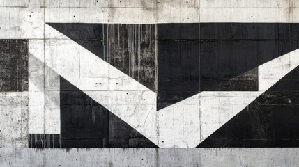 Leinwandbilder - Bold black concrete wall showcasing geometric shapes and high-contrast design in an urban environment during daylight