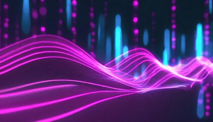 Poster - Futuristic Abstract Background HighSpeed Neon Wave Lines in Pink and Blue Glow A Dynamic Visual Experience of Light and Motion for Modern Design Projects