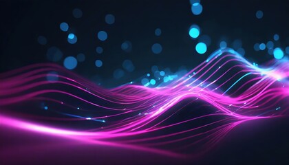 Poster - Dynamic Abstract Futuristic Background with Pink and Blue Glowing Neon Wave Lines in HighSpeed Motion, Perfect for TechInspired Designs, Digital Art, and Creative Visual Projects