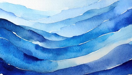 Poster - abstract wave watercolor background in blue colors a serene blend of aquatic hues for artistic creat