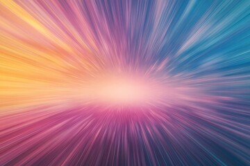 Fototapete - Bright and dynamic light rays expand outward from a luminous sphere, set on a dark gradient background. The abstract composition invites exploration of color and depth