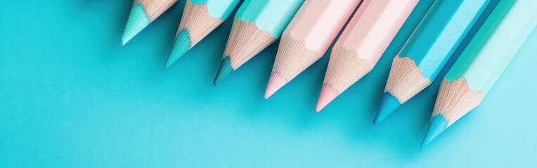 Aufkleber - Minimalist gradient of pencil strokes in pale colors showcasing artistic tools on a vibrant background