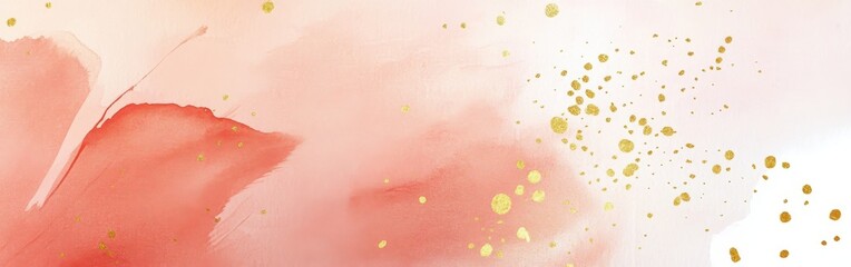Poster - Pastel coral strokes with golden accents creating a soothing abstract visual effect