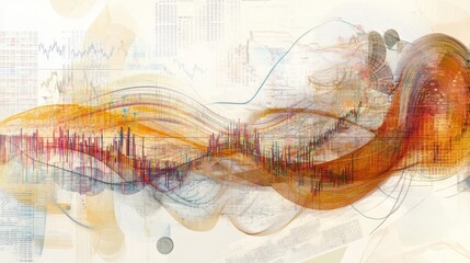 Poster - Detailed financial charts and documents illustrating market trends and analysis