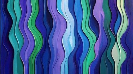 Poster - Abstract Vertical Wavy Patterns in Shades of Blue and Green Creating a Modern and Artistic Background for Creative Projects and Design Inspiration