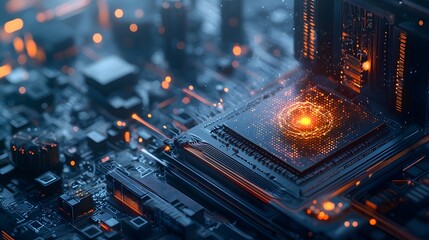 Poster - a quantum computer visualizing planck s law of radiation with a glowing spectrum of wavelengths and 
