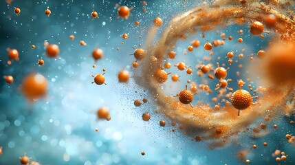 Aufkleber - Quantum Simulation of Centripetal Force in Rotational Motion  Animated paths of particles moving in circular orbits leaving copy space on the left