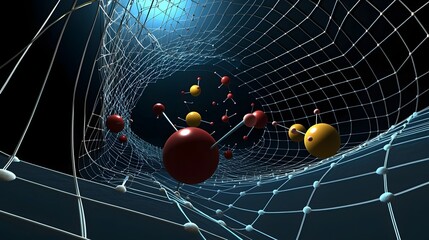 Poster - Quantum simulation illustrating the fundamental principles of Newton s laws of motion visualizing particle trajectories and applied forces within a classical system