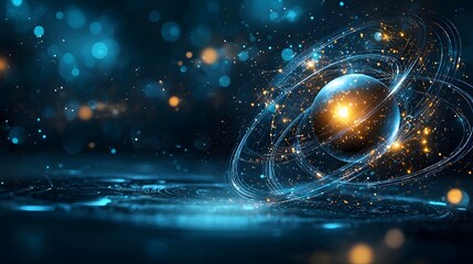 Poster - quantum interface visualizing the law of universal gravitation demonstrating the gravitational force