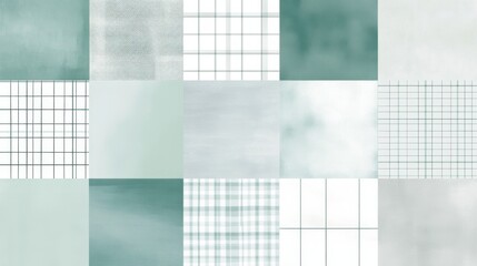 Aufkleber - Soft pastel gray and mint grid patterns create a soothing visual arrangement for design inspiration and relaxation