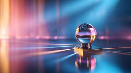 Poster - Quantum optics model demonstrating the law of reflection in classical physics showing light rays bouncing off a mirrored reflective surface with a clean minimal and abstract visual design