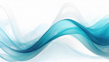 Poster - Elegant Blue Abstract Wave Background on White Canvas A Soothing Visual Experience for Creative Projects, Presentations, and Digital Art Displays