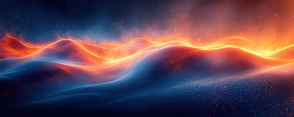 Poster - Futuristic Abstract Digital Landscape Background for Technology AI Neural Networks Data Transfer and Encryption