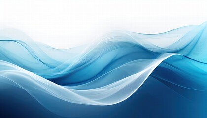 Poster - Stunning Blue Abstract Wave Background with White Canvas Perfect for Modern Designs, Digital Art Projects, and Creative Presentations, Capturing Fluidity and Elegance in Visuals
