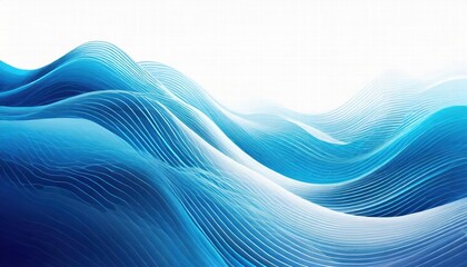 Poster - Stunning Blue Abstract Wave Background on Crisp White Backdrop Perfect for Creative Projects, Digital Art, and Modern Designs