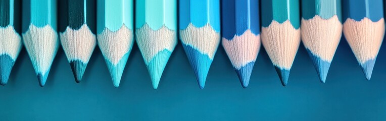 Aufkleber - Gradient pencil strokes create a soothing pastel background showcasing different shades of blue and aqua colors