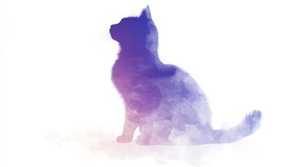 Poster - Elegant silhouette of a cat drawn in pencil with artistic flair during twilight hours