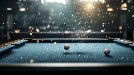 Poster - Quantum simulation of a billiard ball collision demonstrating the conservation of momentum and energy during the interaction leaving copy space at the bottom left for text or graphics