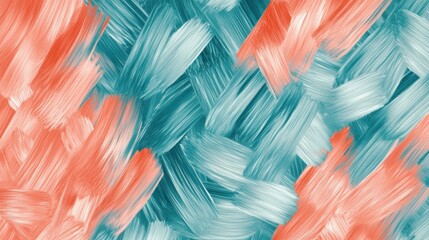Aufkleber - Abstract pencil strokes create a vibrant background of coral and teal interacting in a textured pattern