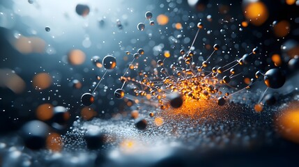 Poster - Quantum model visualizing the energy conservation in a system of particles undergoing diffusion depicting the spread of energy across the system and leaving copy space at the top for use