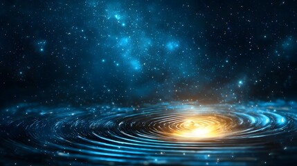 Poster - quantum model illustrating the impact of gravitational waves on the fabric of space time showing the
