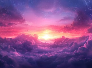Fototapete - Dreamy Glittering Pink Background with Shimmering Stars and Soft Pastel Hues