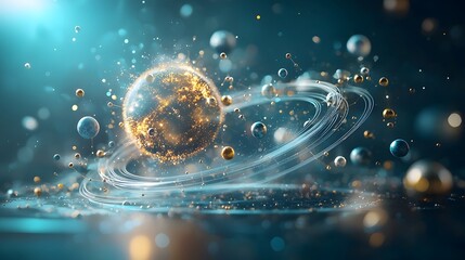 Poster - a quantum model visualizing the law of gravity in planetary motion illustrating elliptical orbits ar