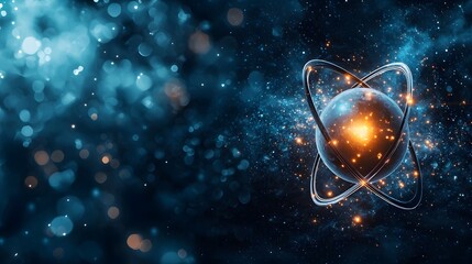 Poster - Quantum Computing Visualization of Hamiltonian Operator in Quantum Mechanics Showcasing the Energy Levels of Quantum States with Copy Space on the Left Side for Potential Placement of Text or Graphic
