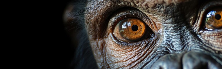 Poster - Close-up view of a monkey's expressive face highlighting its intricate features and captivating eyes in natural habitat