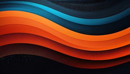 Poster - A vibrant abstract design featuring flowing waves in orange, blue, and dark tones, creating a dynamic and modern visual impact.