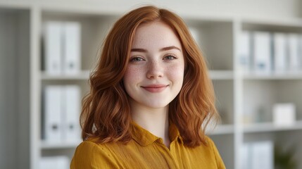 Aufkleber - Clean and modern business portrait of a young professional smiling in an office setting