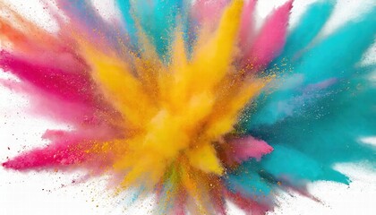 Poster - vibrant colored powder explosion abstract closeup dust on backdrop showcasing the joy and festivity 