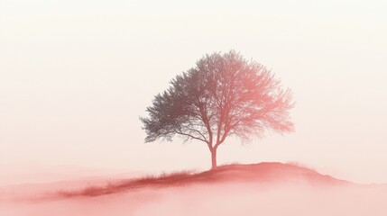 Aufkleber - Elegant minimalist tree silhouette in subtle shades captured during a serene twilight moment