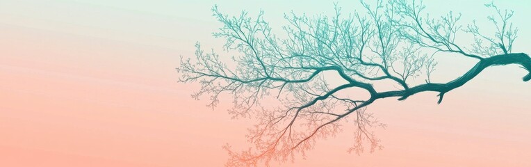 Aufkleber - Elegant silhouette of a tree branch against a soft gradient sky at twilight