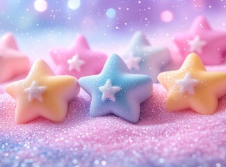 Aufkleber - Cute Pastel Stars Background with Polka Dots and Soft Lighting for Fun Events