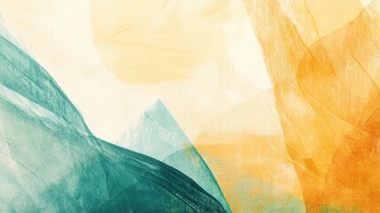 Leinwandbilder - Abstract composition of rough pencil strokes featuring teal and orange tones on a light background
