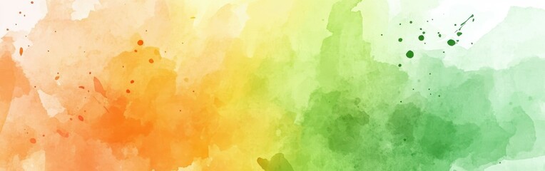 Leinwandbilder - Vibrant watercolor background transitioning from orange to green with soft textures and splashes