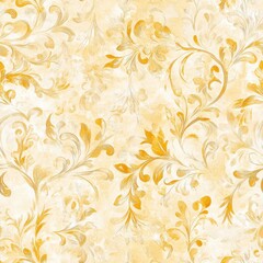 Aufkleber - Serene watercolor doodle featuring delicate floral patterns in soft yellow and white tones