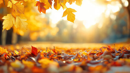 autumn nature background with rich colors and gentle light.