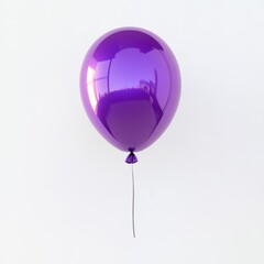 Fototapete - Glossy purple balloon floating gently with a slender string against a light background