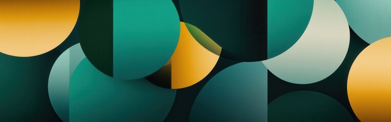 Fototapete - Geometric design featuring overlapping shapes in a vibrant color palette with circular forms and gradients