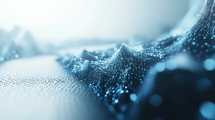 Poster - A futuristic hexagonal grid design with blue energy pulses under each hexagon, set against a clean white background.