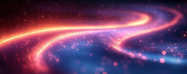 Poster - Abstract Digital Background with Glowing Lines in Deep Blue and Purple Hues for Tech and Graphics