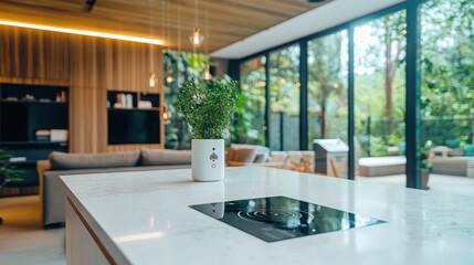Poster - Smart home voice control panel enhancing family interactions in a modern kitchen daily routine lifestyle seamless integration